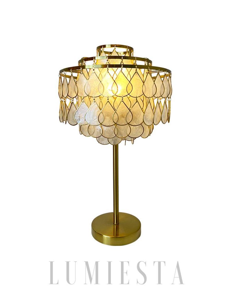 Lampa stołowa Shell Teardrop Złota 30cm Elegancki Design