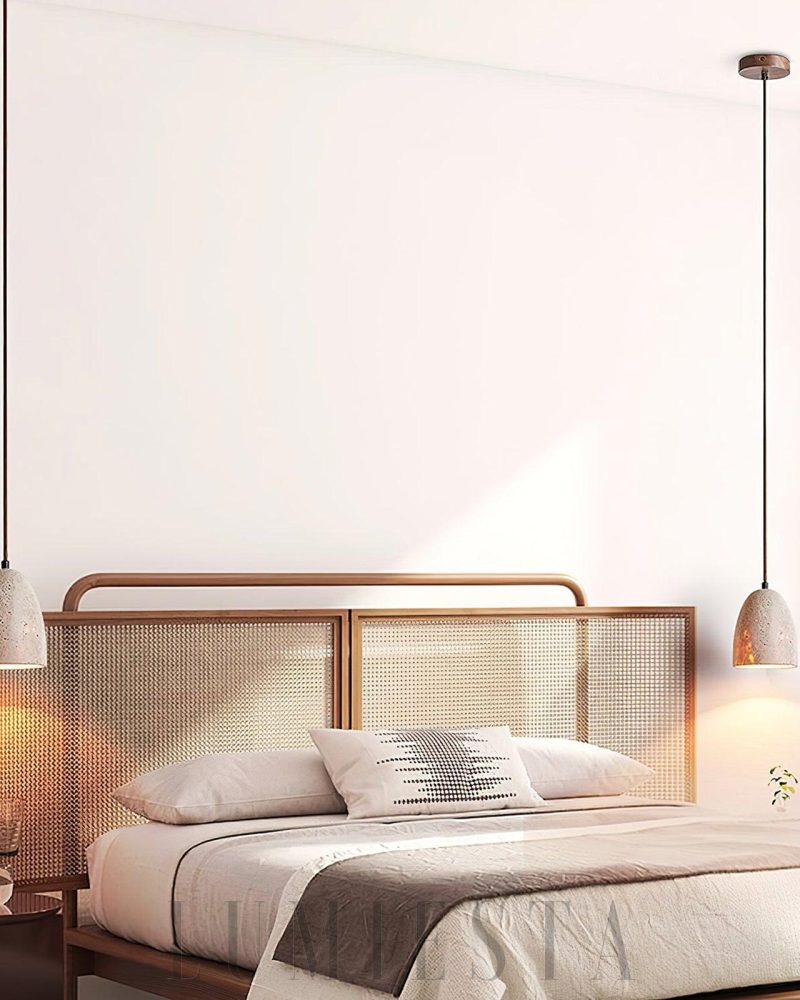 Lampa wisząca Grace z beżowym kloszem z trawertynu 12cm