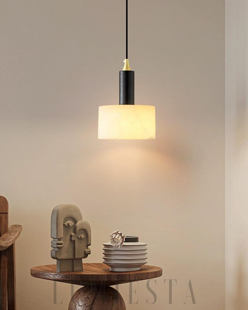 Nowoczesna wisząca lampa cylindryczna z alabastru 16cm