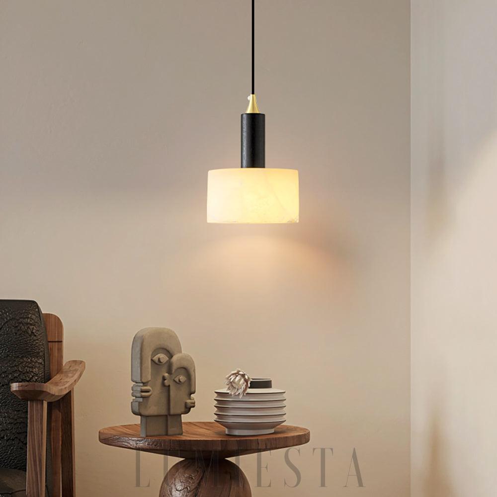 Nowoczesna wisząca lampa cylindryczna z alabastru 16cm