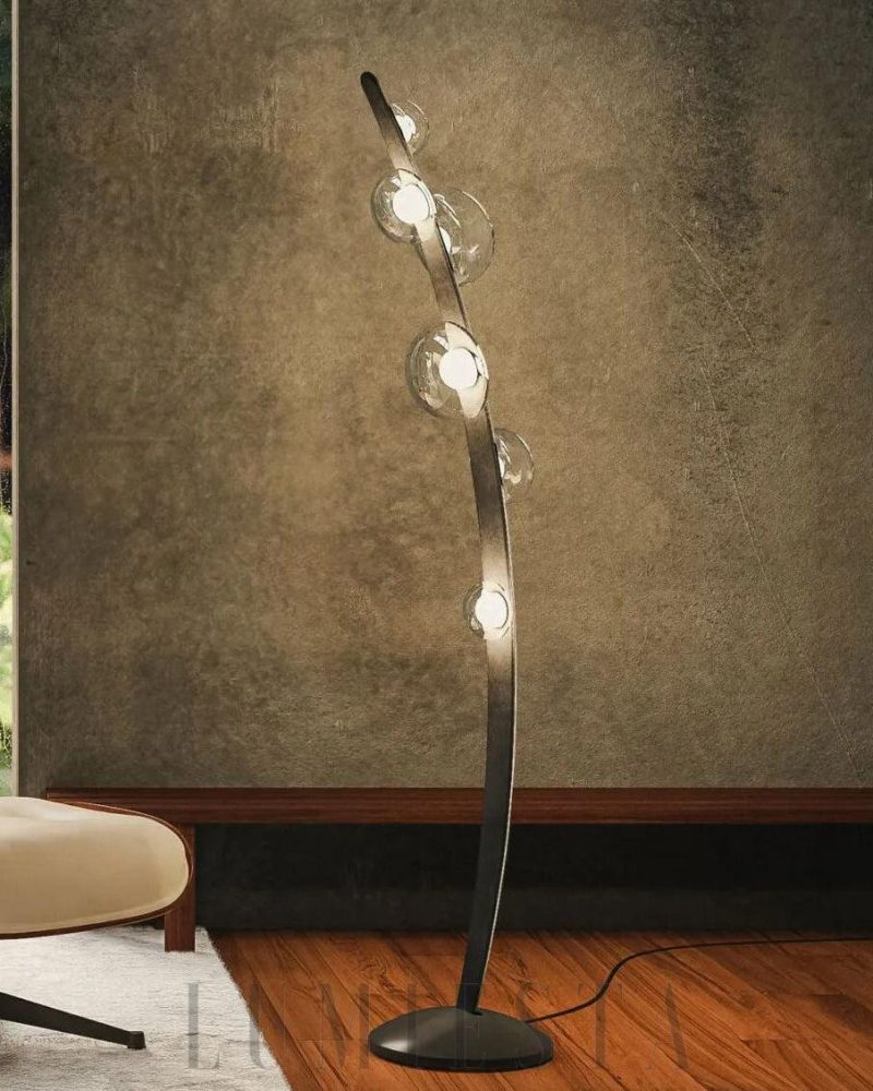 Lampa podłogowa Dew Drops w stylu nowoczesnym czarna i przezroczysta