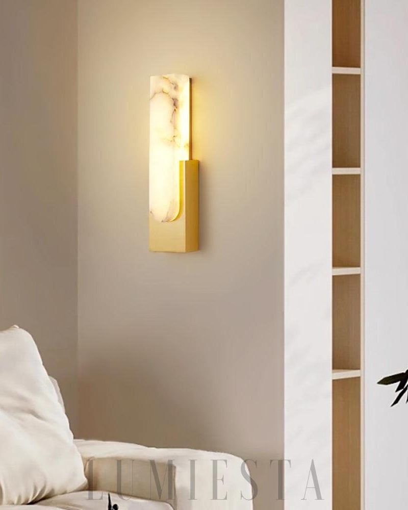 Lampa ścienna Alabaster Agatha elegancka z alabastru 50 cm