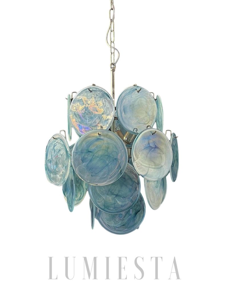 Lampa sufitowa Vintage Murano z niebieskiego szkła 45cm