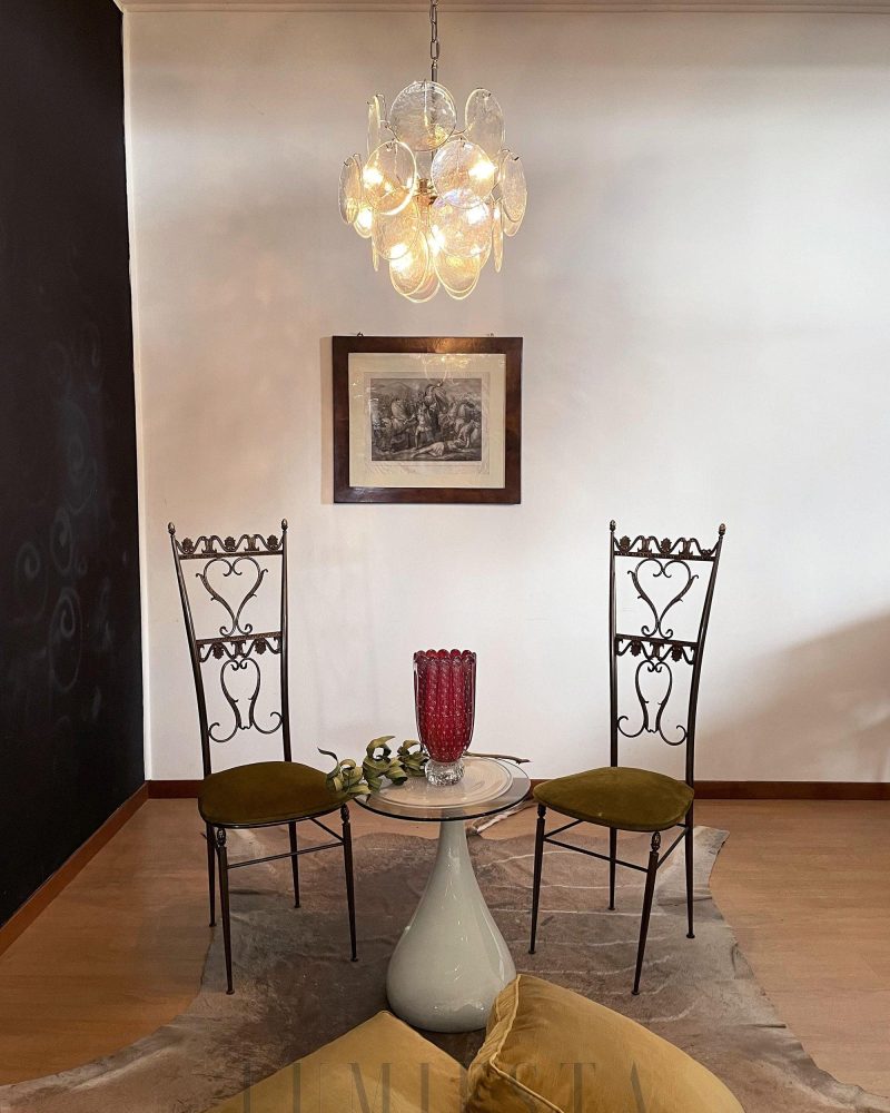 Lampa wisząca Vintage Murano z irydyzującym szkłem 45cm