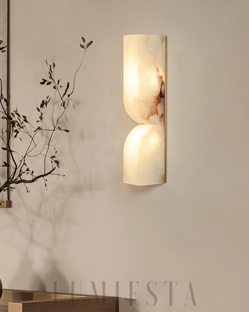 Lampa ścienna alabastrowa prostokątna z ciepłym światłem