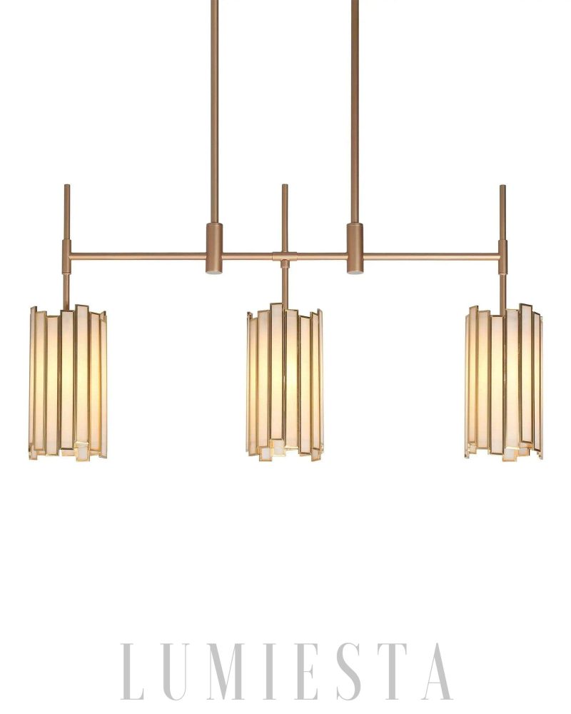 Złoty Żyrandol w Stylu Glam z Szklanymi Kloszami 76x44cm