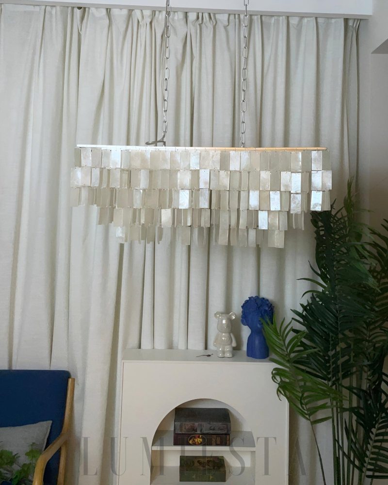 Lampa wisząca Skye prostokątna z naturalnych muszli 80cm 120cm