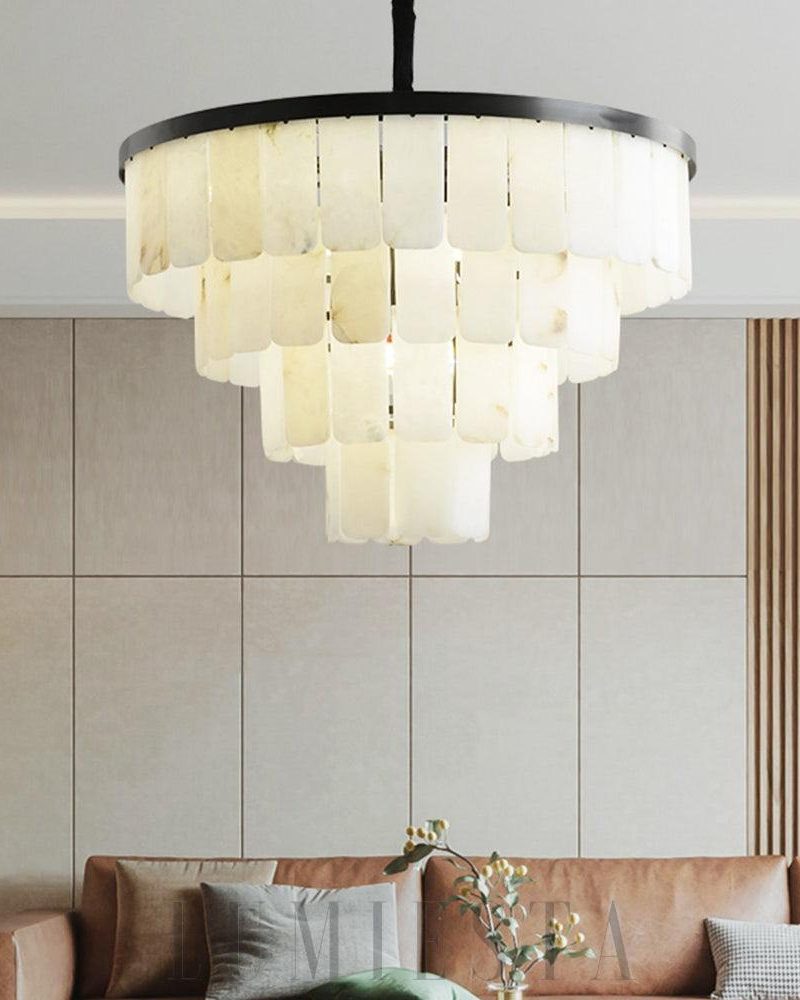 Cascada Elegante - lampa wisząca z alabastru w białym kolorze