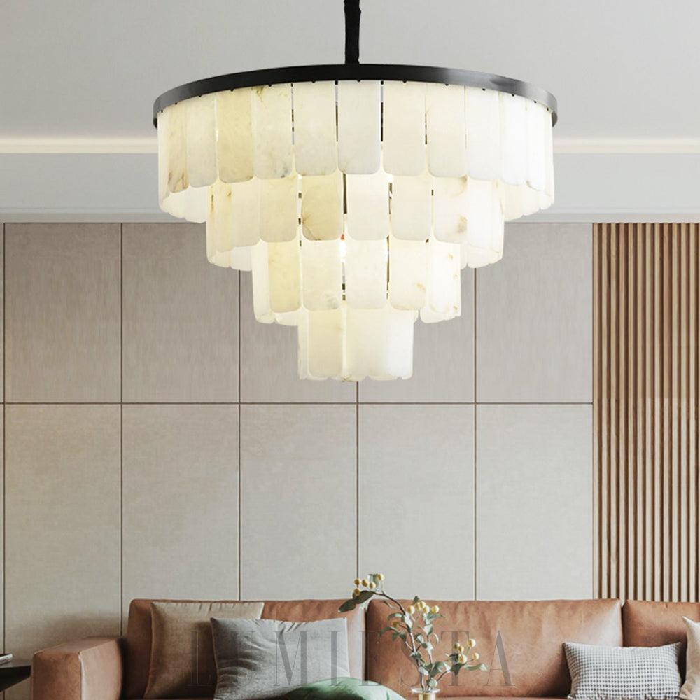 Cascada Elegante - lampa wisząca z alabastru w białym kolorze