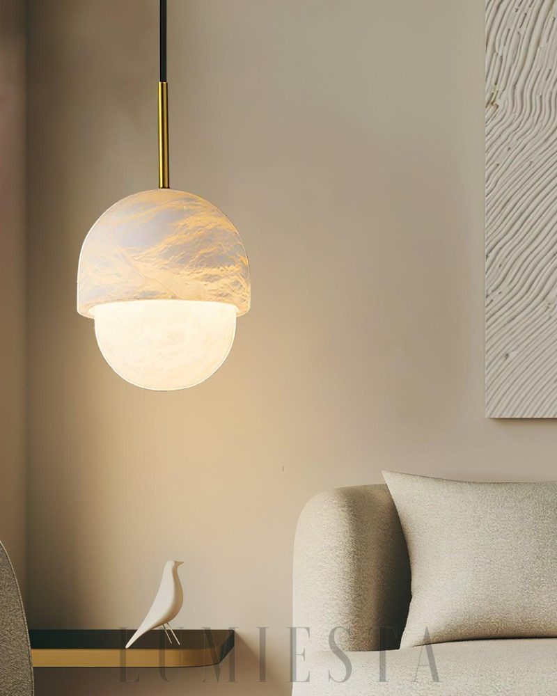 Lampa wisząca Yoko Alabaster w kształcie kuli 15cm Biała