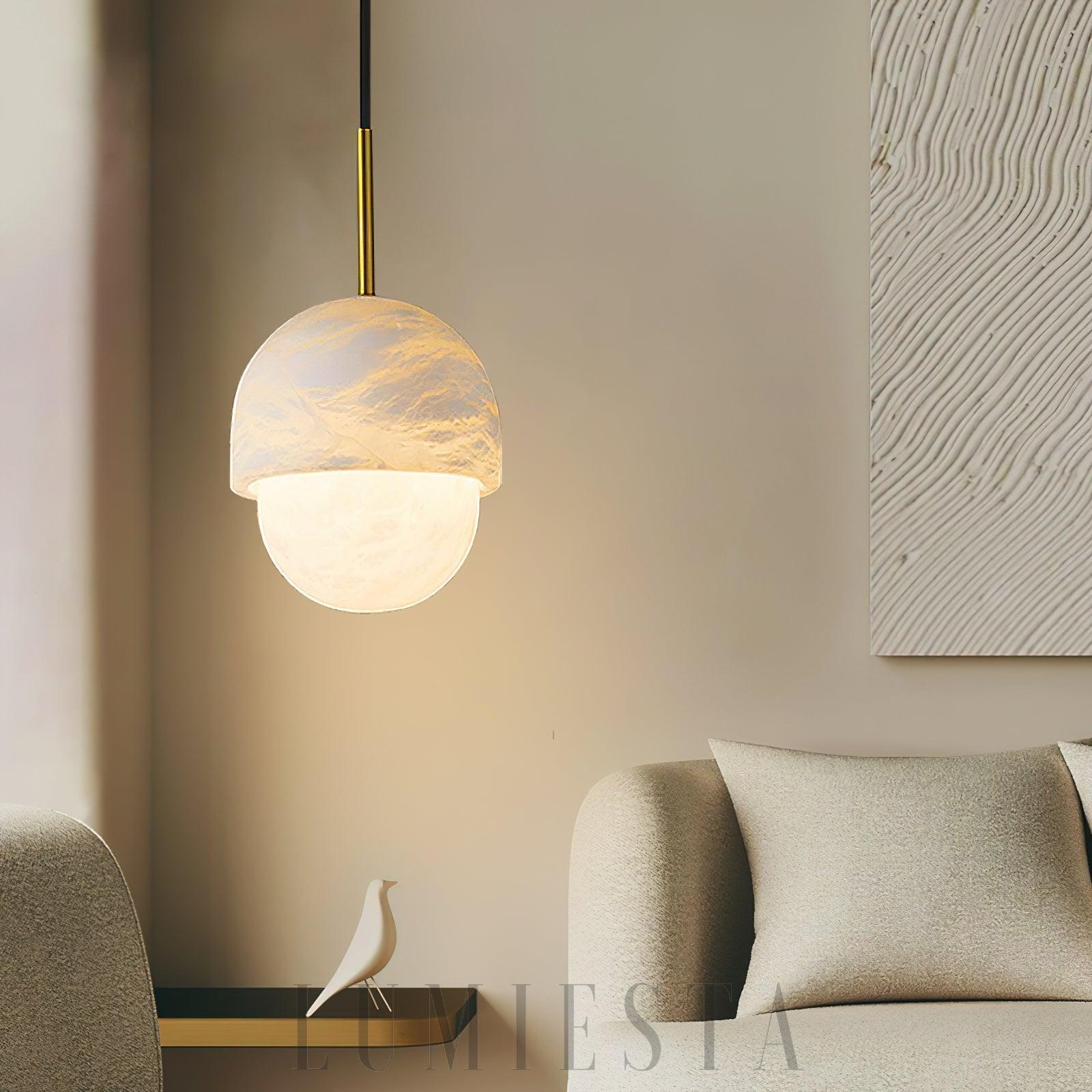 Lampa wisząca Yoko Alabaster w kształcie kuli 15cm Biała