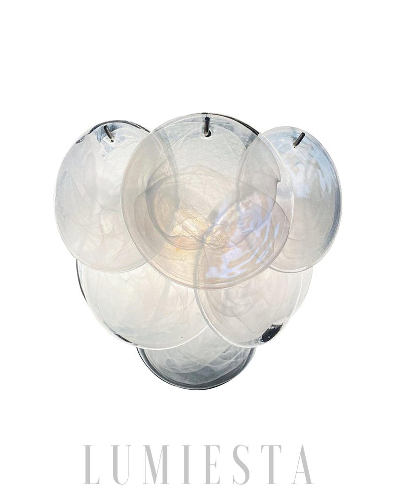 Biały Vintage Lampa Ścienna Murano z Dyskami Szklanymi 34cm