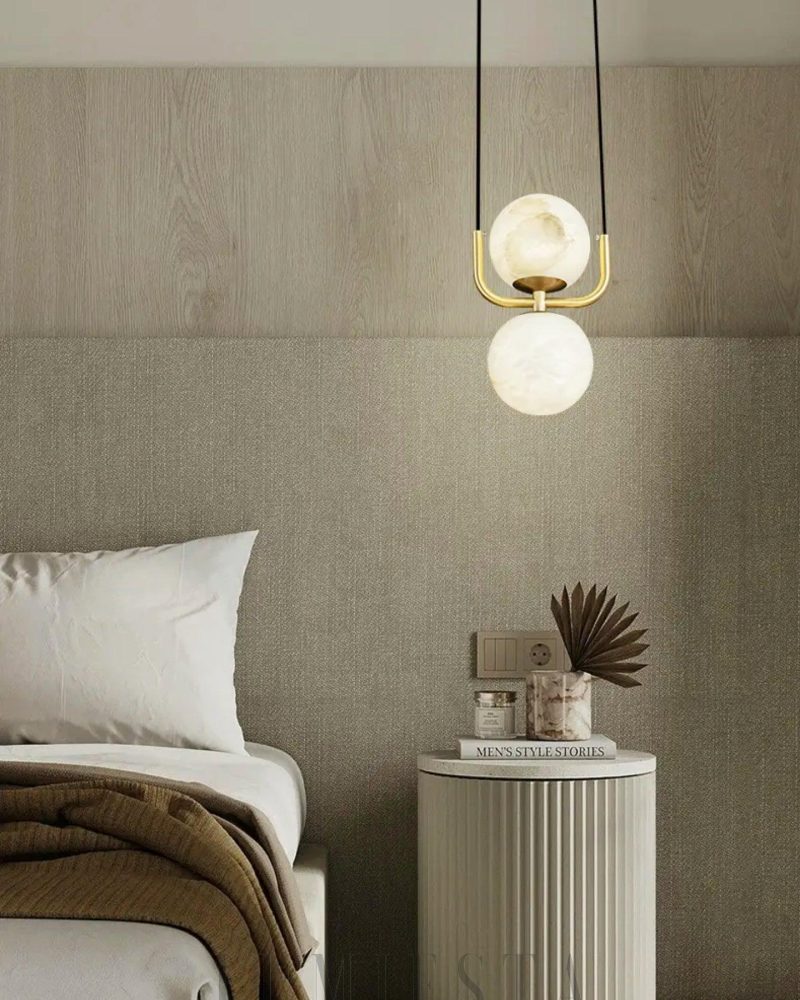 Lampa wisząca alabastrowa z mosiądzu styl nowoczesny 12cm