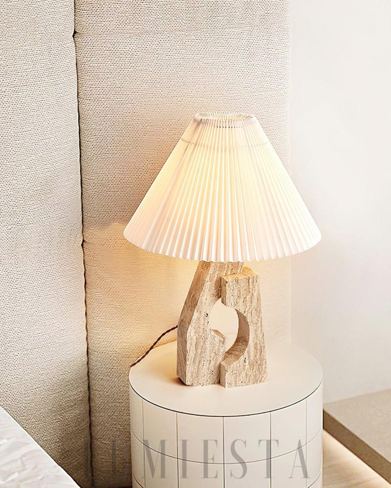 Lampa stołowa z trawertynu w stylu nowoczesnym 43cm