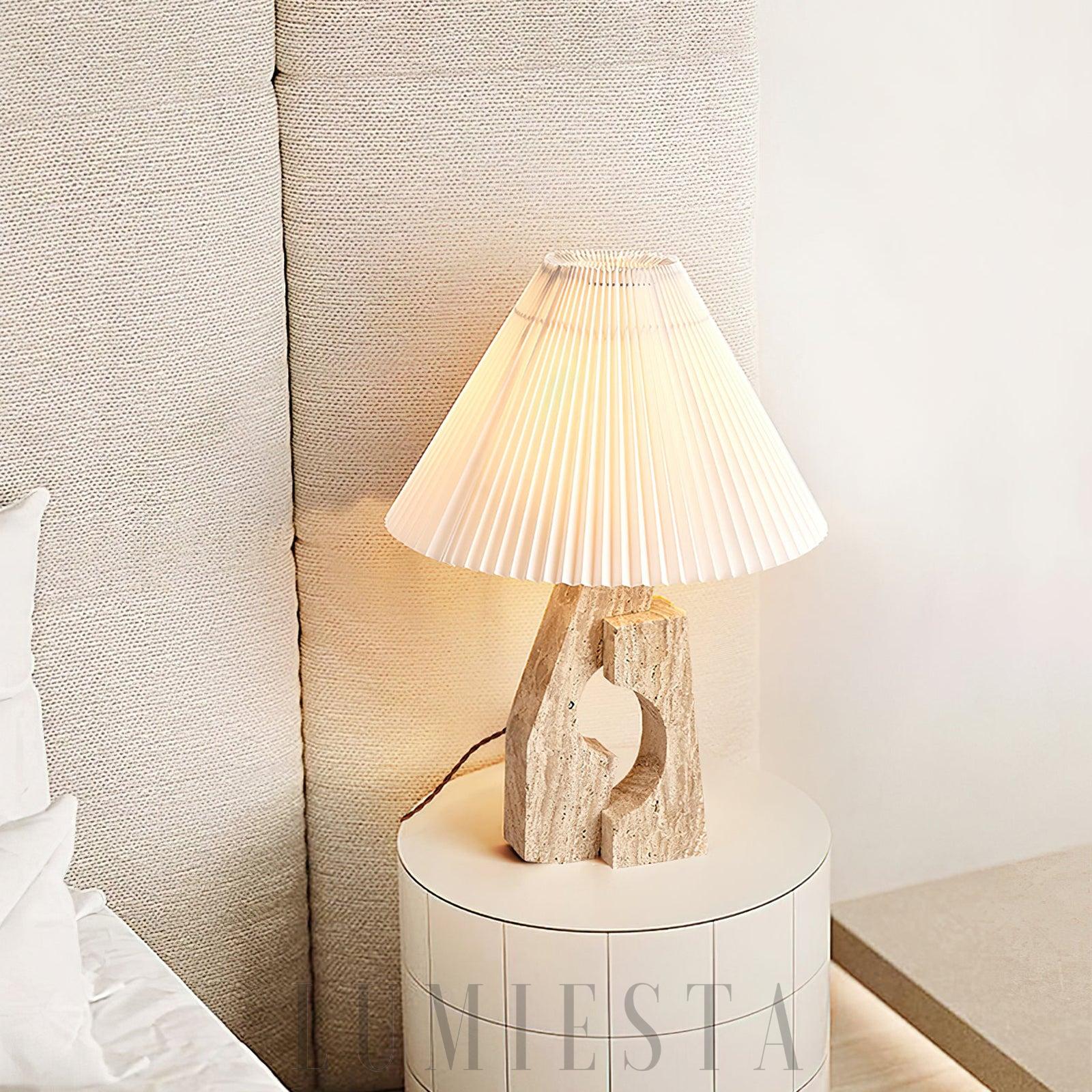 Lampa stołowa z trawertynu w stylu nowoczesnym 43cm