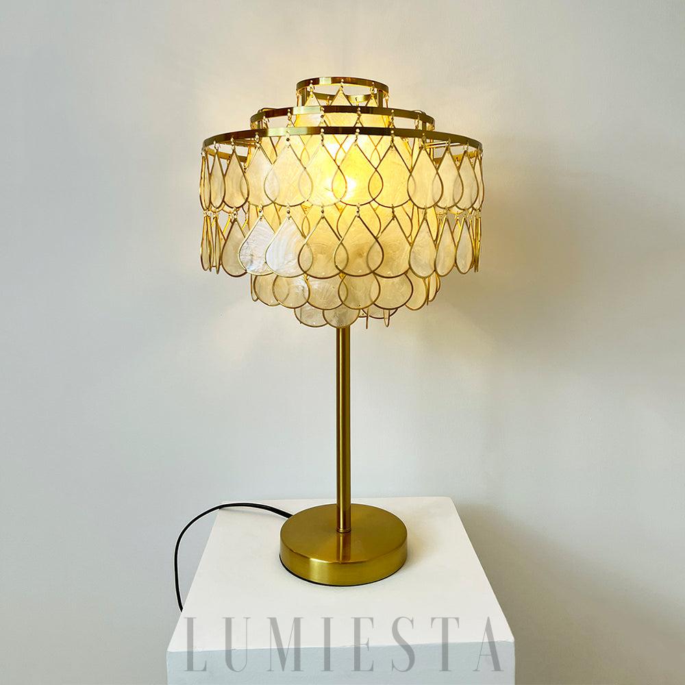 Lampa stołowa Shell Teardrop Złota 30cm Elegancki Design