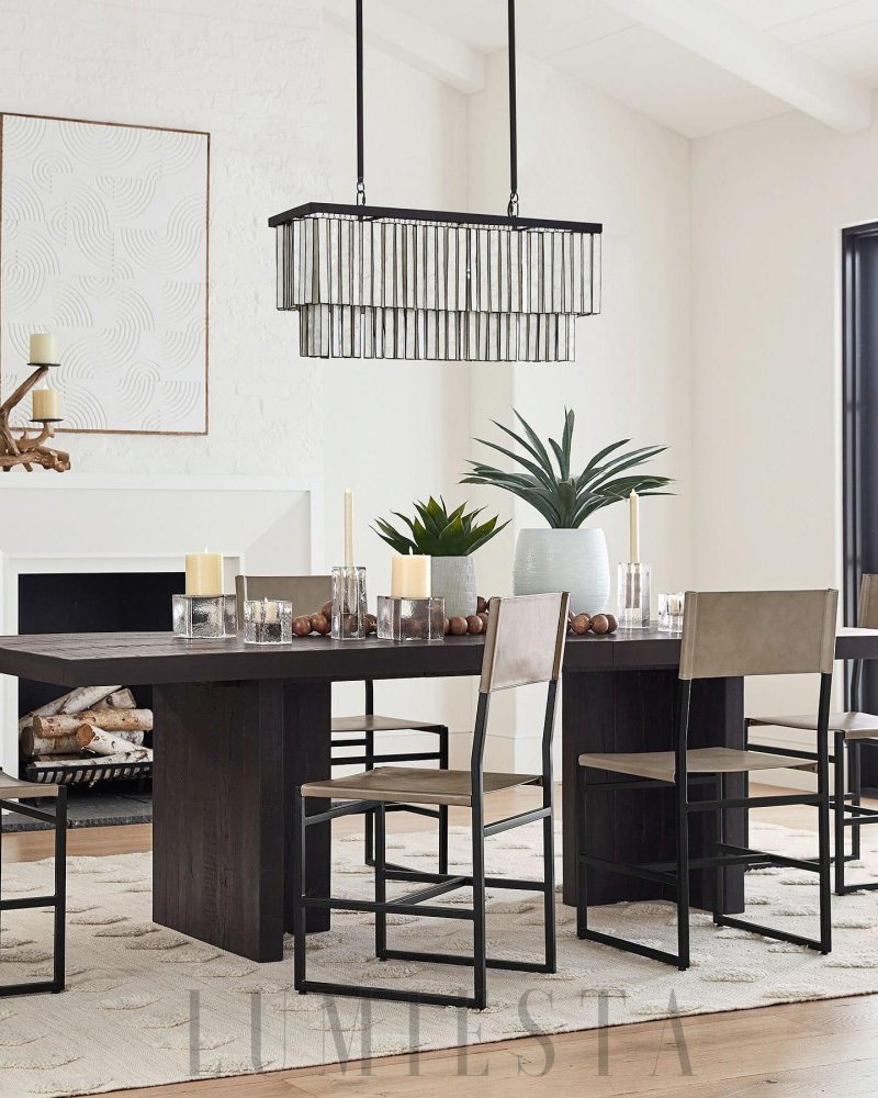 Lampa sufitowa Astrid Capiz prostokątna brązowa 95cm elegancja