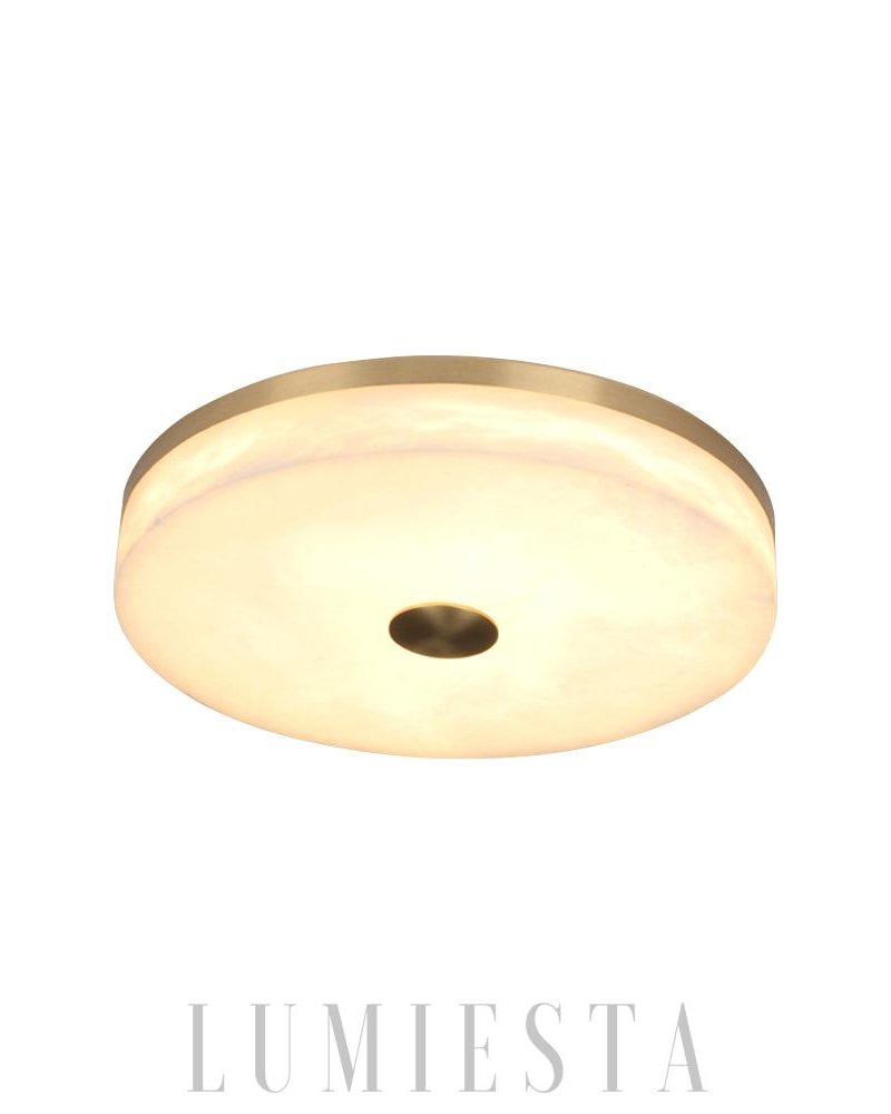 Lampa sufitowa alabastrowa okrągła w kolorze złotym i białym