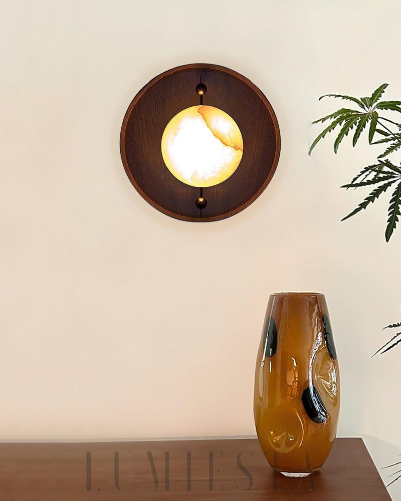 Lampa ścienna Alabaster Odis okrągła styl industrialny 20cm