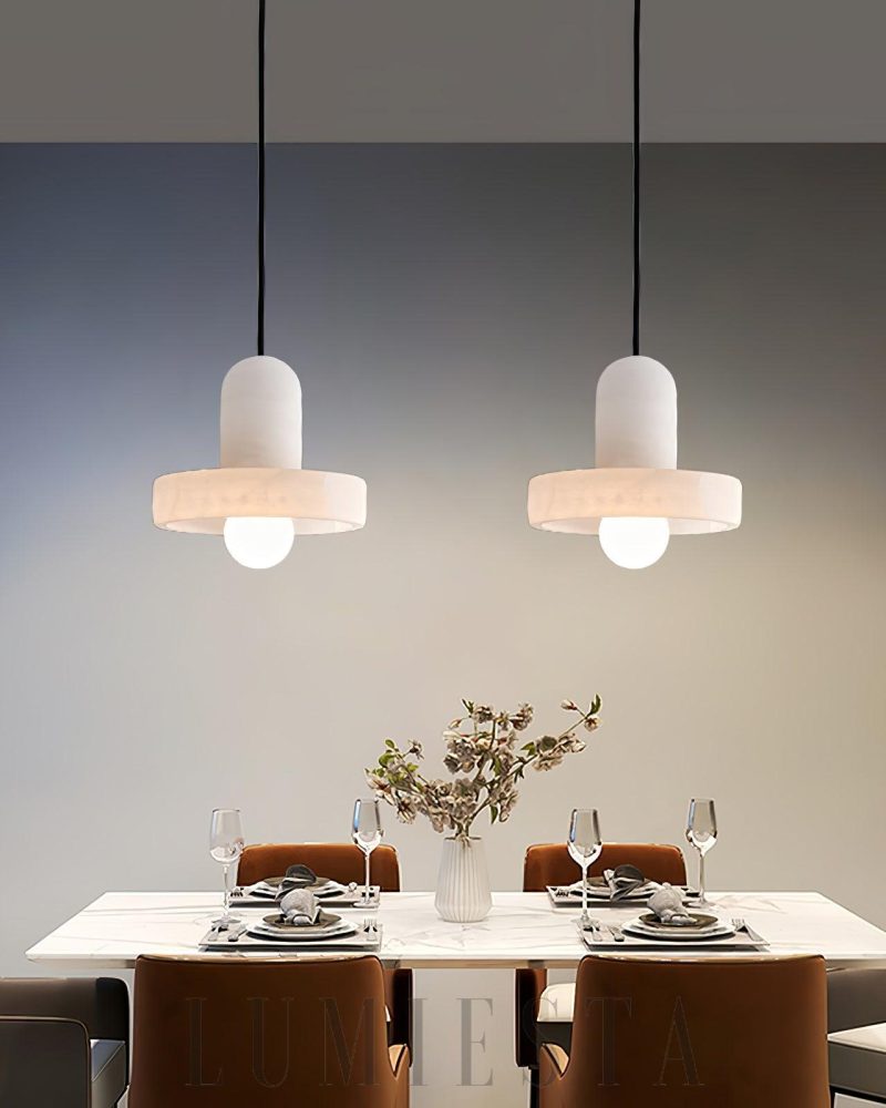 Lampa Wisząca Carrara w Białym Alabastrze Styl Nowoczesny