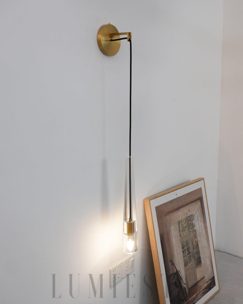 Lampa Ścienna ABNER Kryształowa Mosiężna 12cm Elegancka