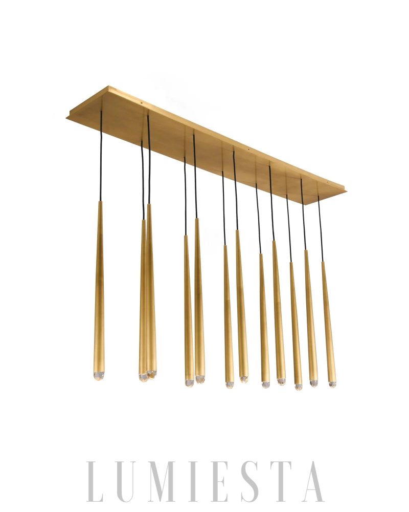 Elegancka lampa wisząca mosiężna z kryształami 10 głowic