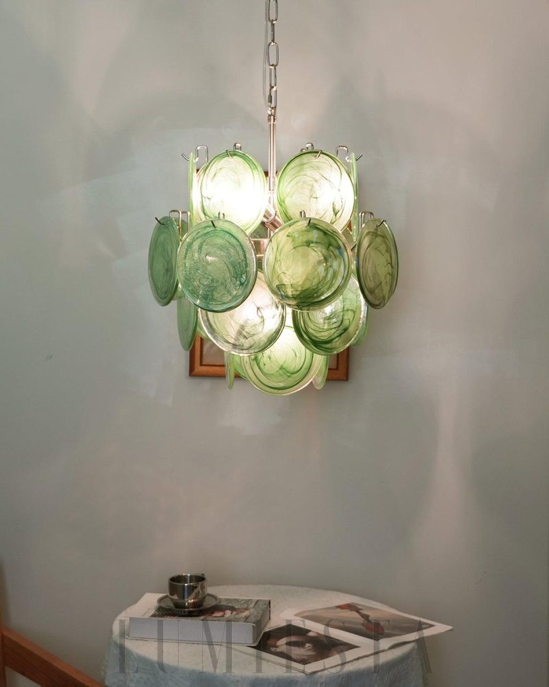 Wytworny zielony żyrandol Murano w stylu vintage 45cm