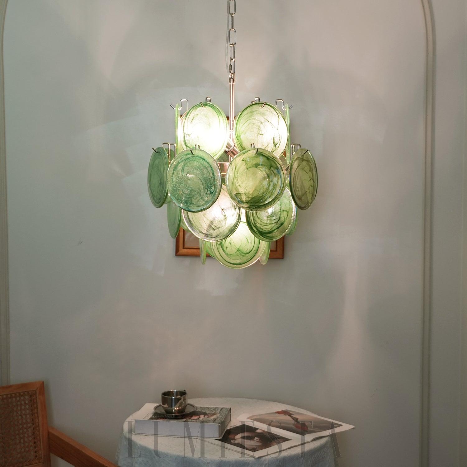 Wytworny zielony żyrandol Murano w stylu vintage 45cm