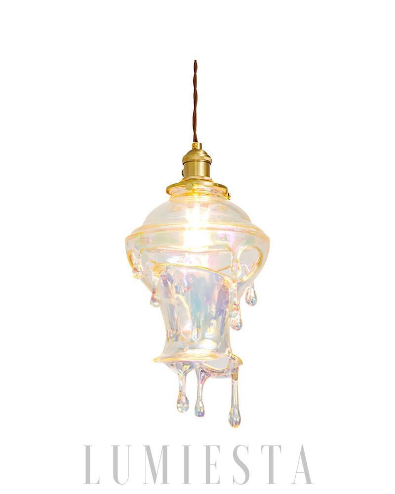 Lampa wisząca w kształcie kropli wody z kryształem i szkłem