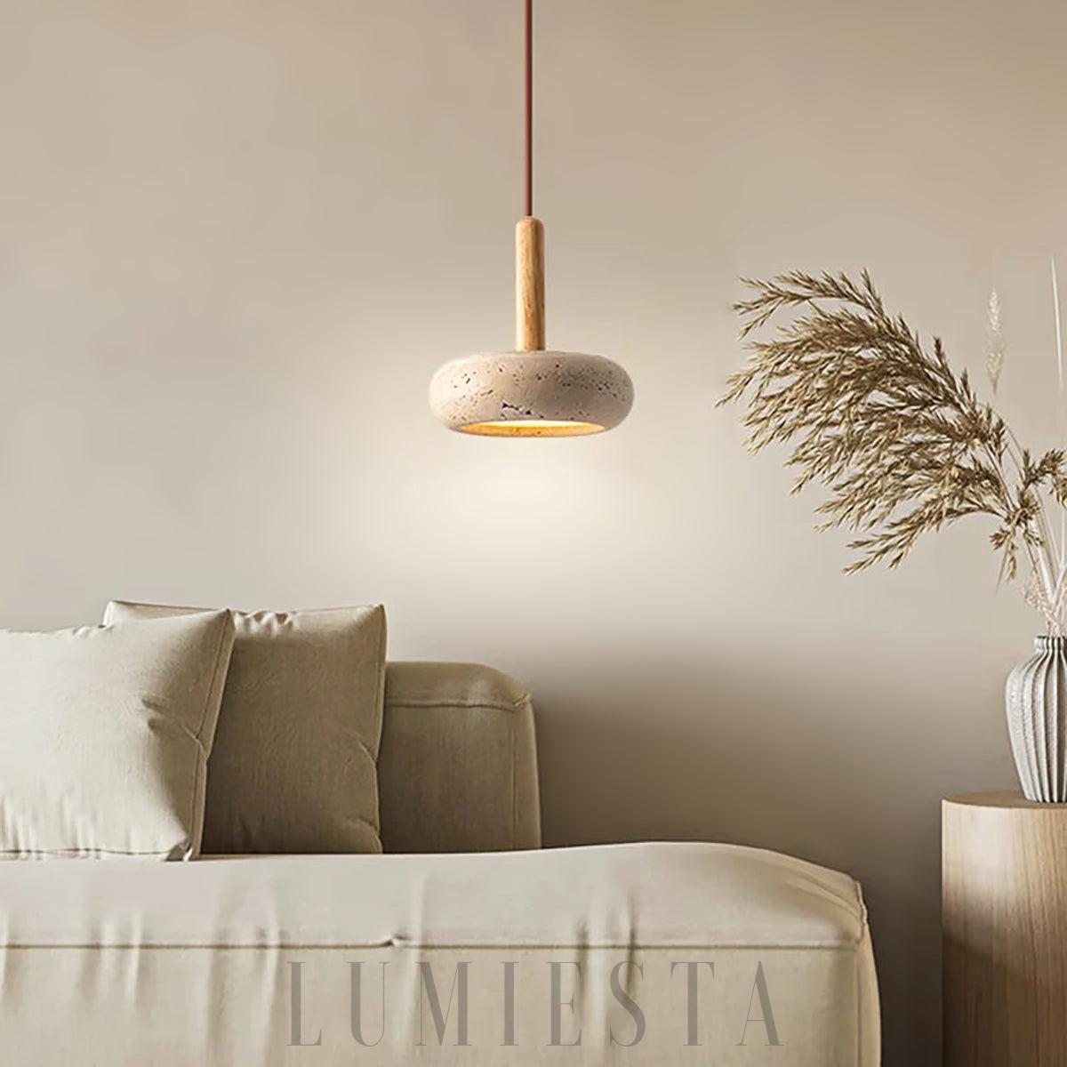Lampa wisząca z trawertynu w stylu nowoczesnym 15cm