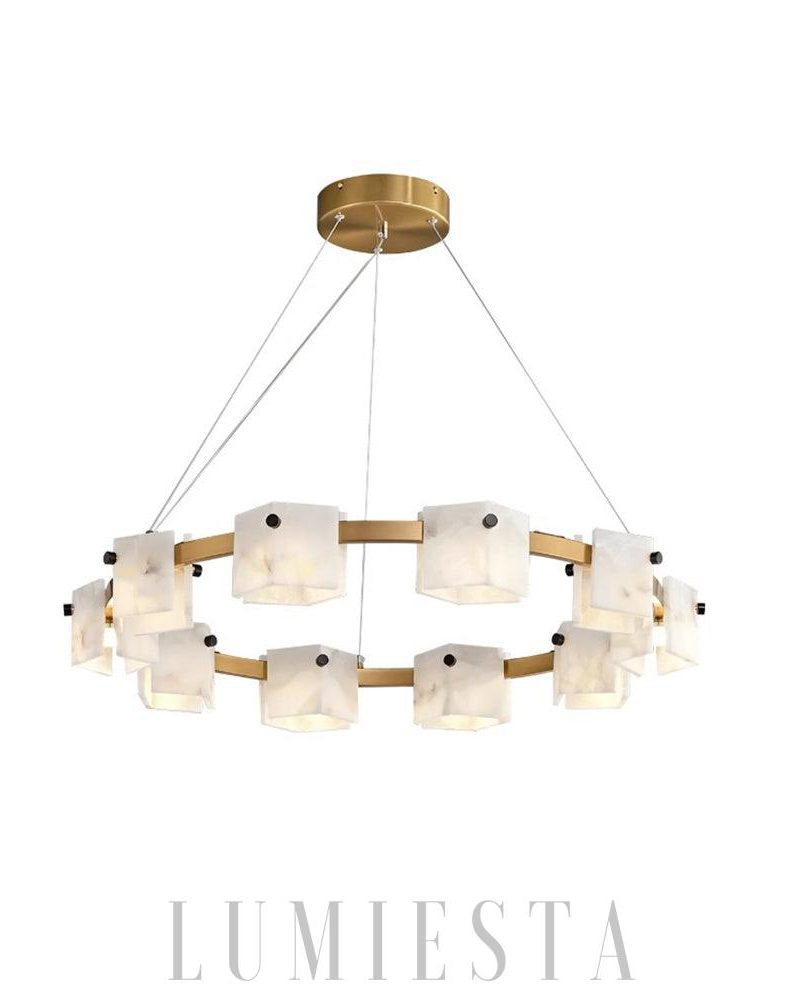 Trinidad - lampa wisząca w kształcie diamentu z alabastru