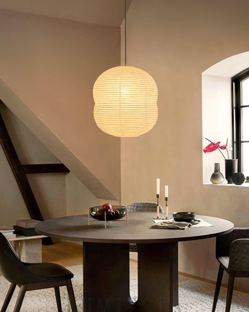 Lampa wisząca Akari minimalistyczna biały okrągły kształt 39 5cm 59cm