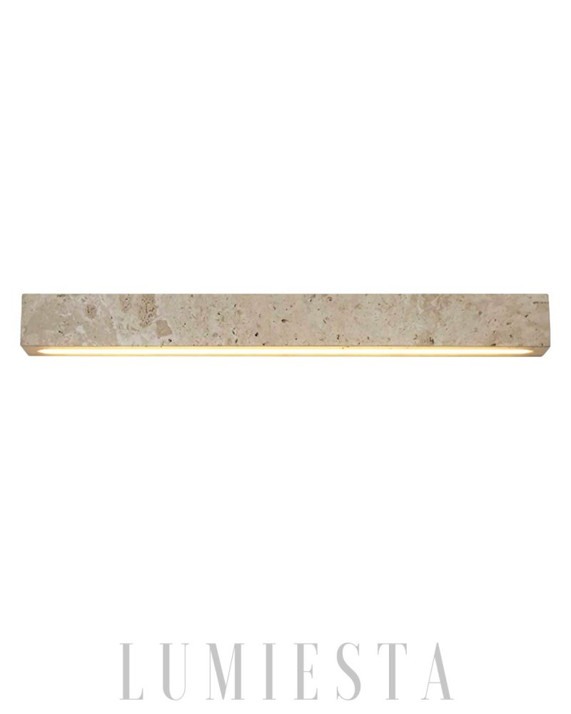 Beżowa prostokątna lampa ścienna Travertine Stravik 48cm 58cm