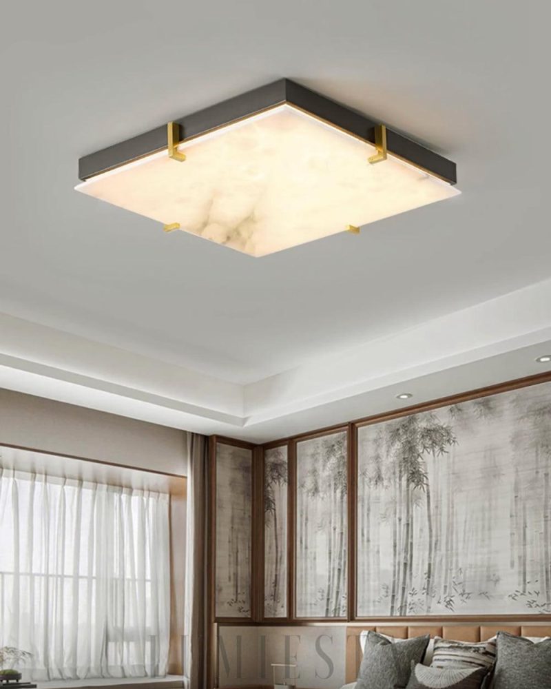Lampa sufitowa kwadratowa Alabaster czarna elegancja 40cm 50cm