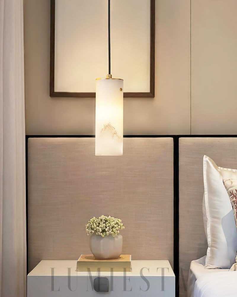 Lampa wisząca Alabaster Nula w kształcie cylindrycznym Biała