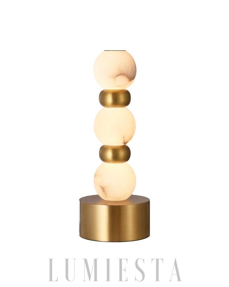 Lampa stołowa Alabaster Pearl w stylu nowoczesnym złoto biały