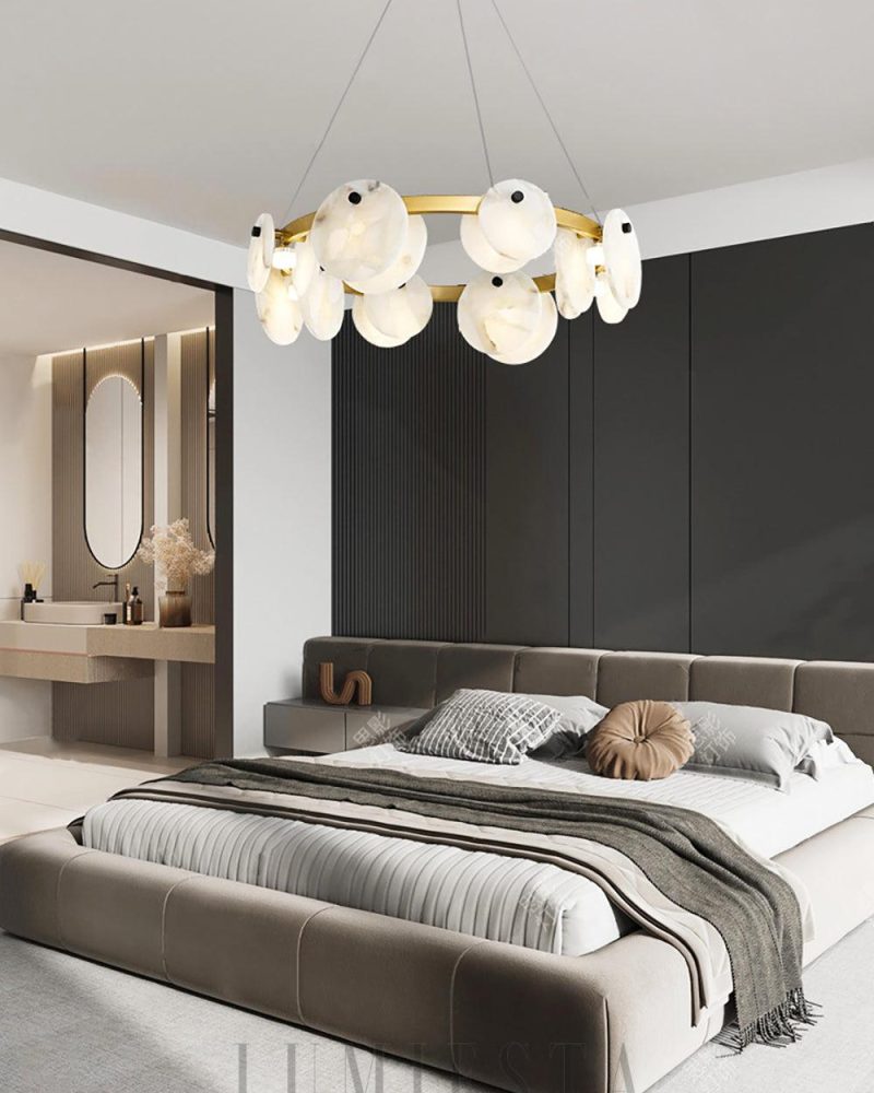 Lampa wisząca Trinidad z alabastru w okrągłym kształcie 60cm 80cm