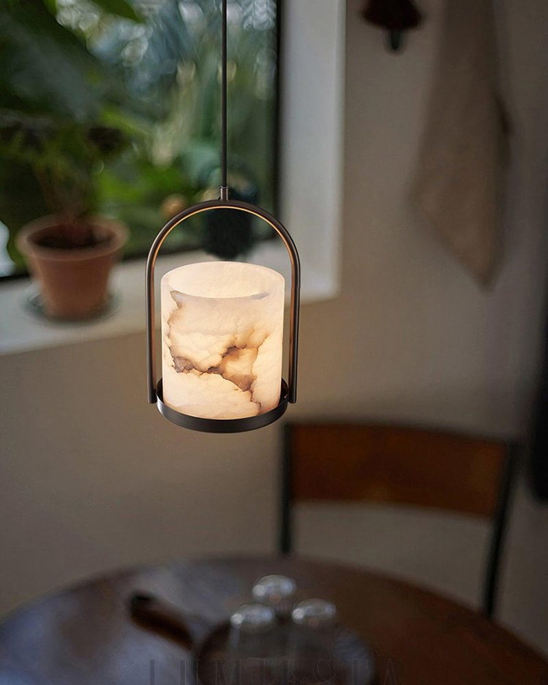 Lampa wisząca cylindryczna z marmuru o średnicy 20cm