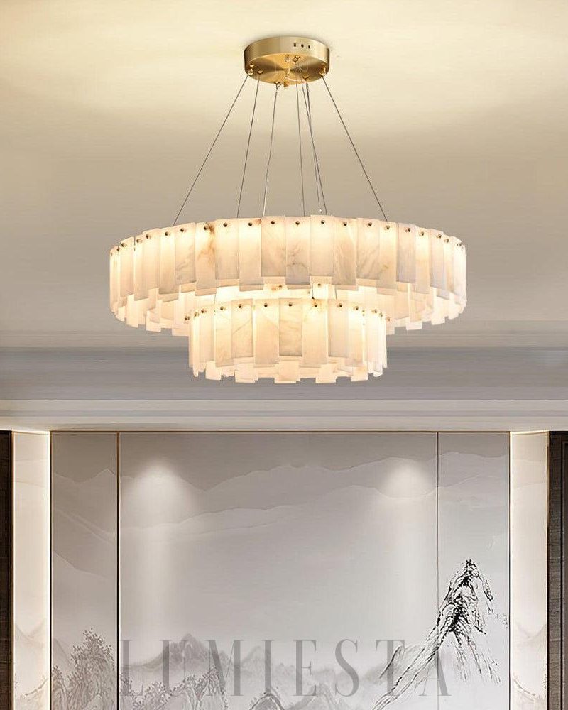 Lampa sufitowa Alabastrowa okrągła w stylu nowoczesnym Mosiądz Biała