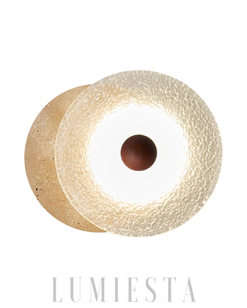Lampa ścienna Aurora w kształcie okrągłym z travertynu 33cm