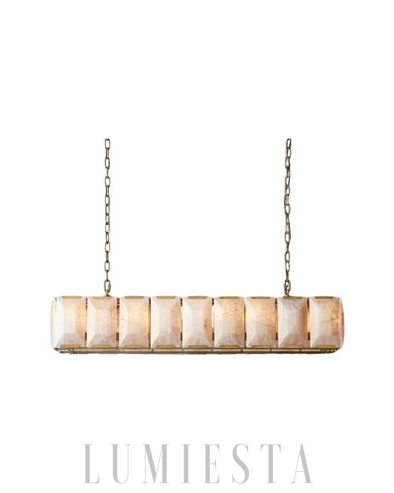 Lampa wisząca Harson Calcite prostokątna 62" w mosiądzu i czerni