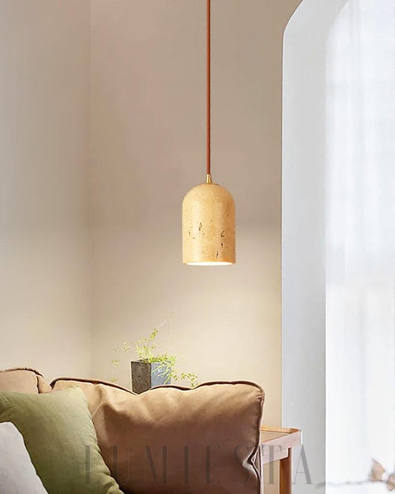 Lampa wisząca cylindryczna z trawertynu w stylu vintage 10cm