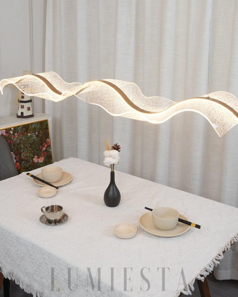 Lampa wisząca w stylu nordyckim z efektem fal wodnych 100cm 120cm