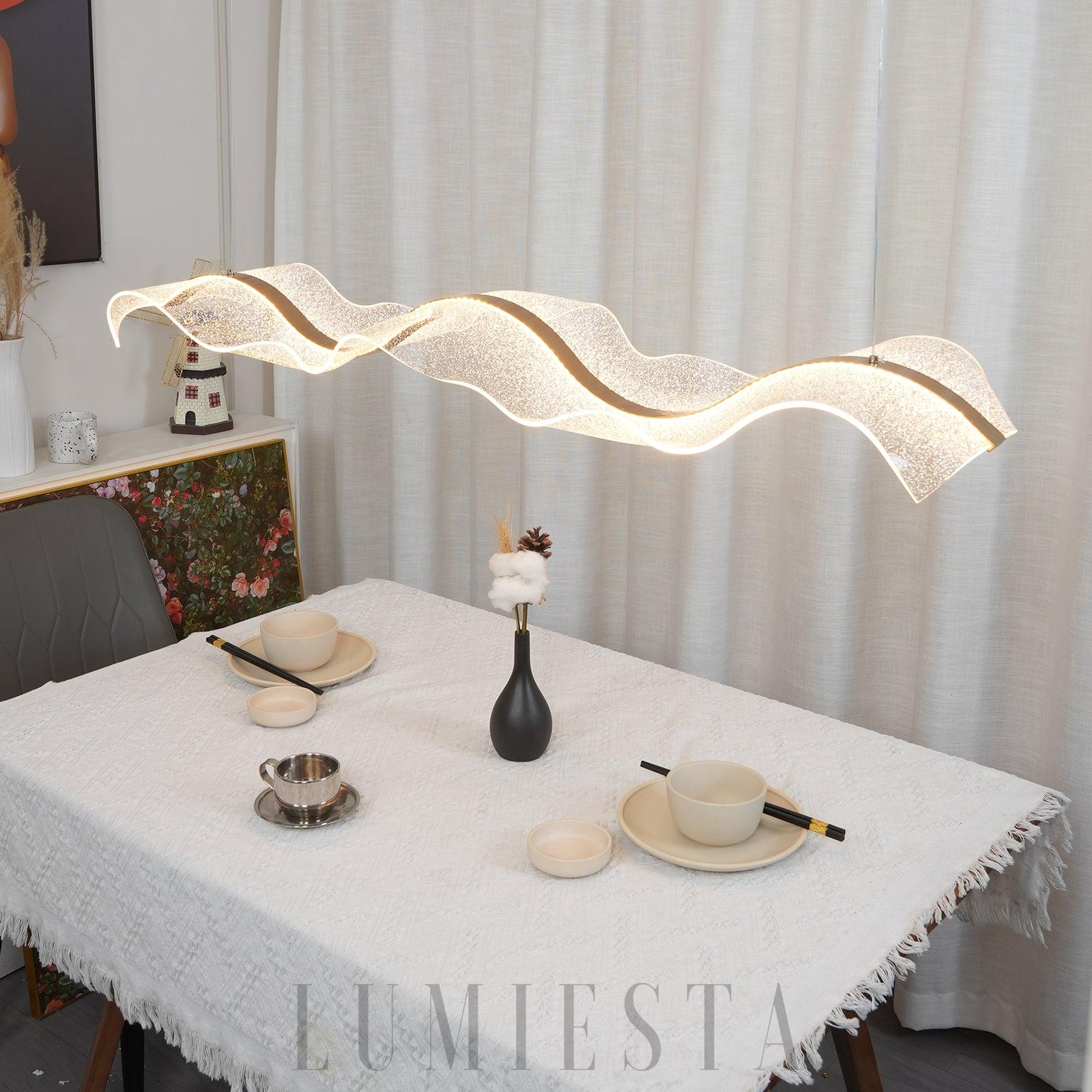 Lampa wisząca w stylu nordyckim z efektem fal wodnych 100cm 120cm
