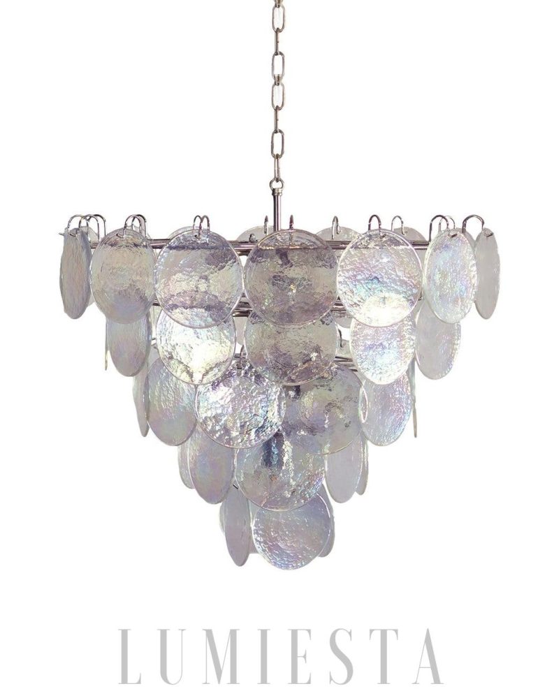 Luksusowy żyrandol Murano w kształcie dysku iryzujący 70cm