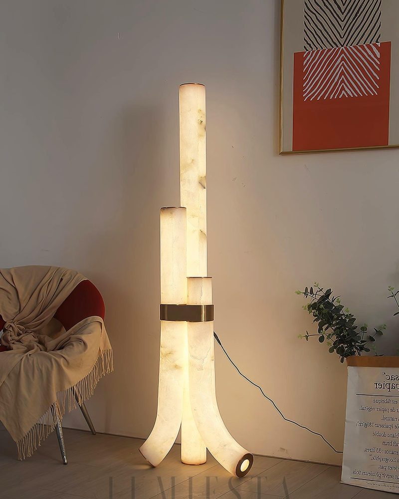 Lampa podłogowa z alabastru w nowoczesnym stylu 45cm 150cm