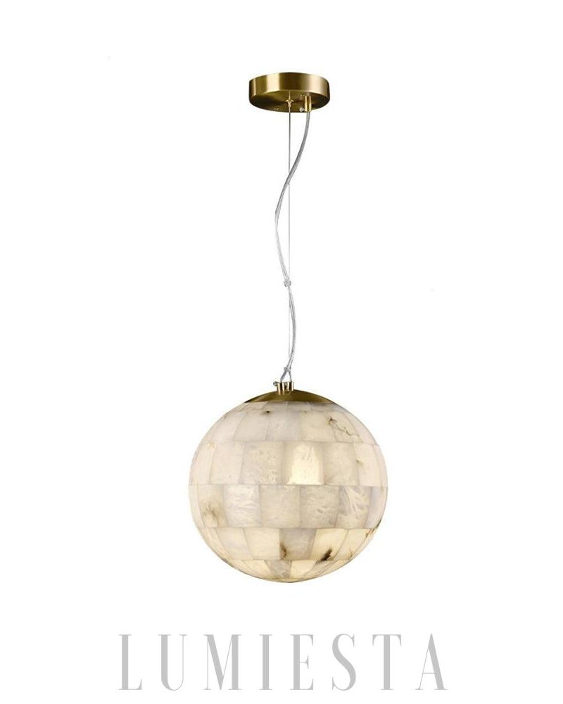 Lampa wisząca Alabaster w kształcie kuli złota i biała