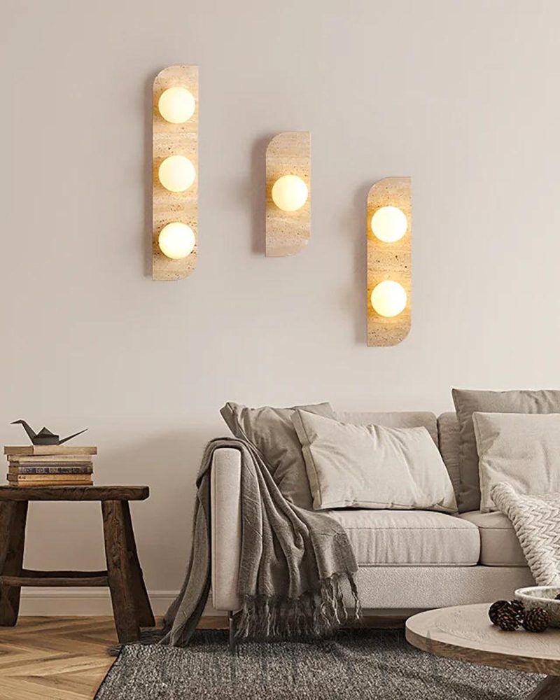 Żółta Lampa Ścienna Neptune z Travertynu w Stylu Nowoczesnym