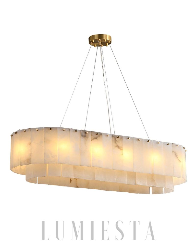 Lampa wisząca Pembridge Alabaster w złotym kolorze 100cm 120cm