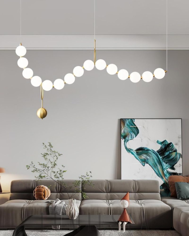 Lampa wisząca LED w kształcie naszyjnika z kulami szklanymi